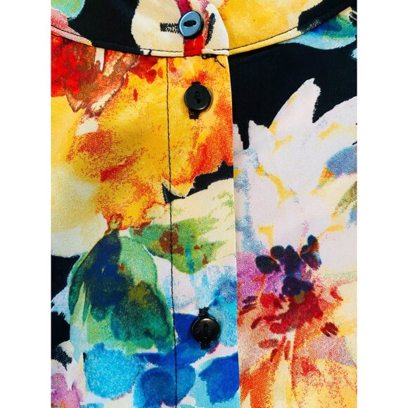 Vero Moda Curve  size 16 Floral Silk Blend Button-Up Dress W/ Billowy Sleeves - Picture 6 of 10